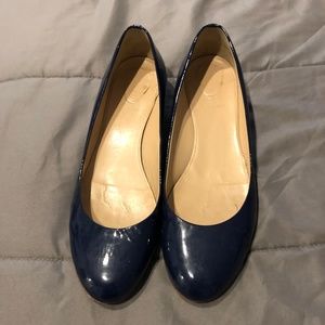 Navy Blue patent J. Crew block heels